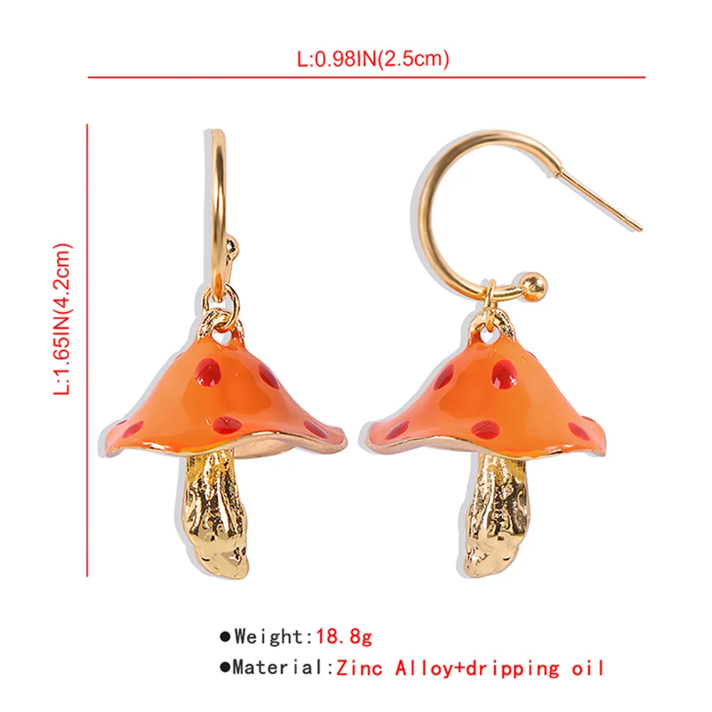 Cute Earrings For Women Korean Mushroom Dangle Earrings Trendy Enamel Pink Purple Green Accessories For Gifts Statement Jewelry