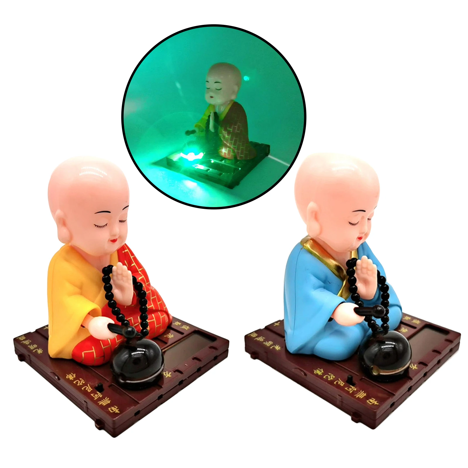 Solar Powered Bobble Shaking Head Dancing Toy Buddhist Monk Doll Figurines Statues Car Dash Board Decorations