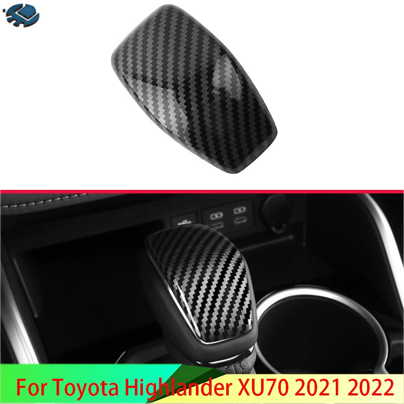 

For Toyota Highlander XU70 2021 2022 Carbon Fiber Style Gear Head Shift Knob Switching Cover Interior Trimmer Moldings