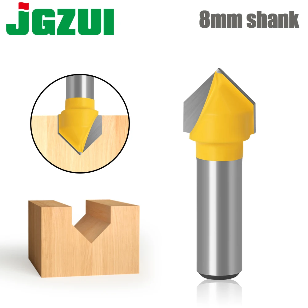 1pc 8mm Shank 90 Degree V Groove Template V-Groove V Grooving Router Bit cleaning flush trim corner round cove box bits tools