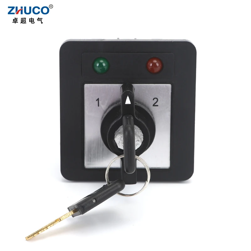 

ZHUCO SZW26/LW26-20/D303.3YN 3 Positions Red Green Lights Selector Transfer 3 Poles Rotary Cam Changeover Switch With Key