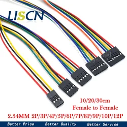 10 piezas 2,54 MM 2,54 cable Dupont línea hembra a hembra 1P2 3 4 5 6 7 8 9 10 12 Pin Dupont CABLE conector cable puente CABLE para PCB