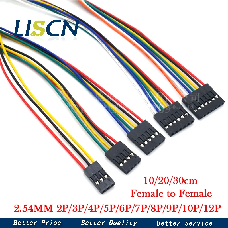 10 SZTUK 2,54 MM 2,54 Przewód Dupont Line żeński do żeńskiego 1P2 3 4 5 6 7 8 9 10 12-pinowe złącze kabla Dupont PRZEWÓD ZŁĄCZKOWY DO PCB