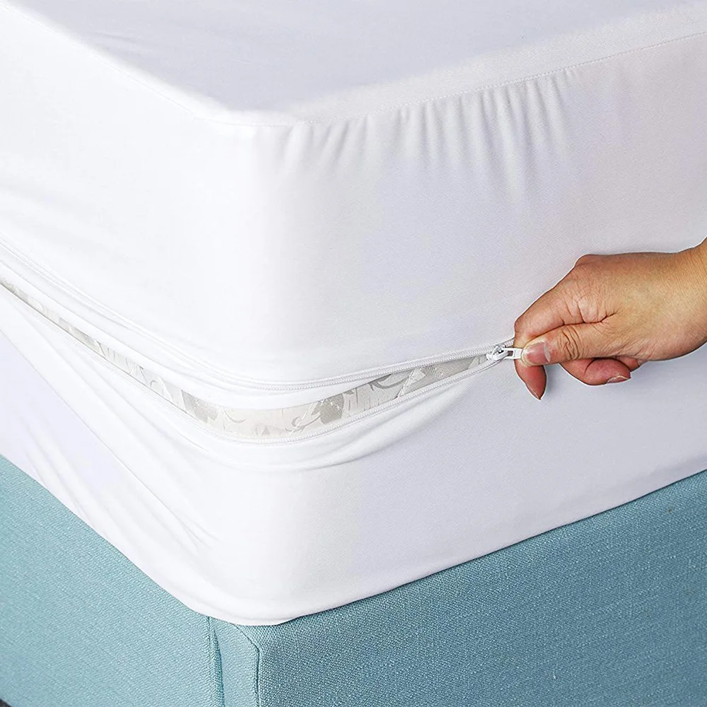 6-seitig vollständig geschlossener, wasserdichter Matratzenbezug mit Reißverschluss, staubdichtes Spannbetttuch für Doppelbett, Twin, Full, Queen, King – Detail 2