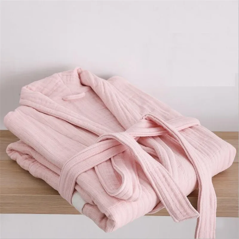 Muslin Cotton breathable bathrobe Men's Women's robes Couples Thin Spring And Autumn Summer Hotel Bathrobe Adult Pajamas