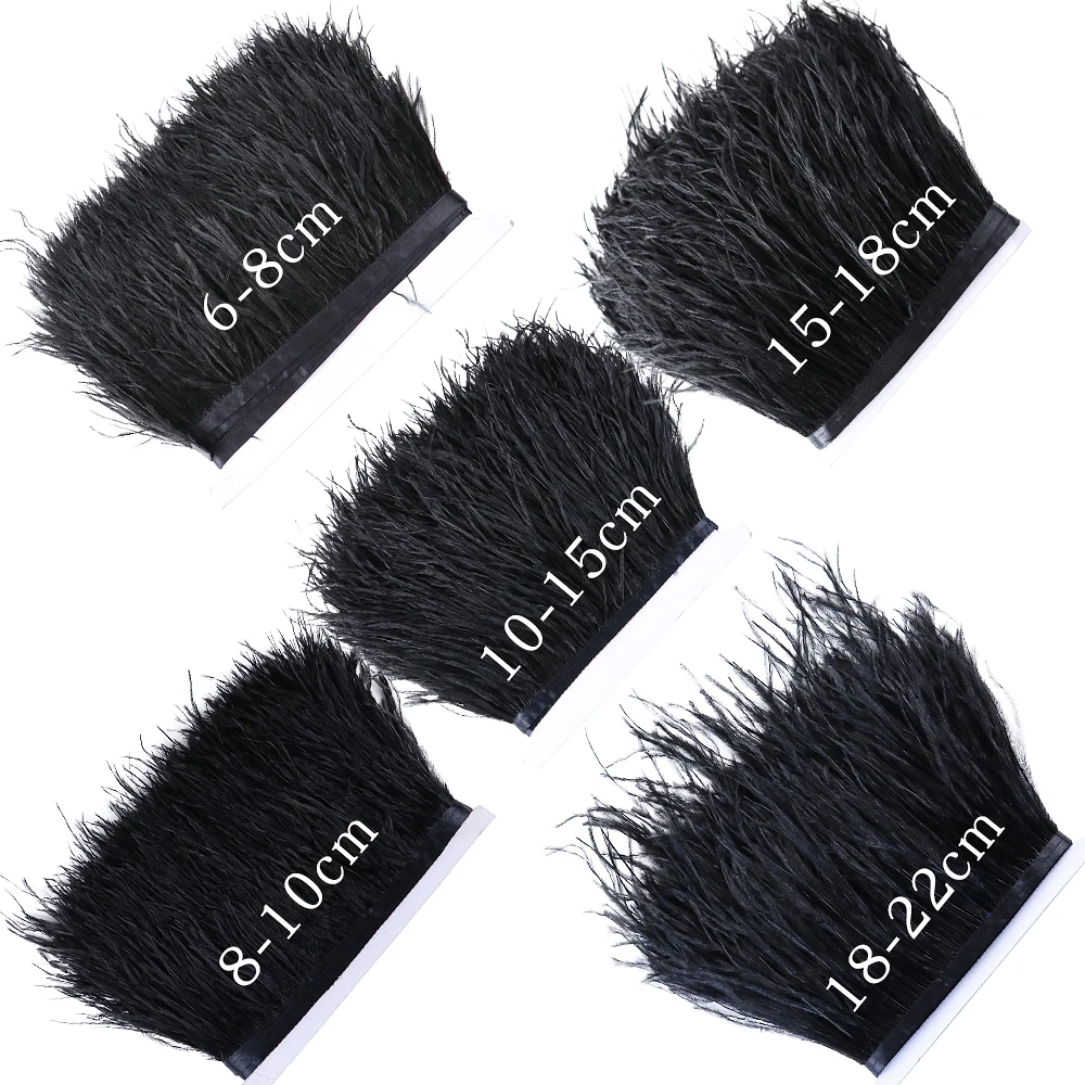 Customized Soft Fluffy Ostrich Feather Trim Ribbon Natural Black Feathers Fringe 6-22 CM Wedding Event Dresses Sewing Accessory