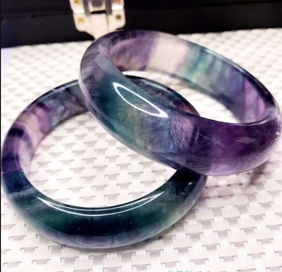 

Newest Natural Original Ecological Pattern Fluorite Bangle Handcarve Crystal Bracelet Real Fashion Handring Fine Jewellery