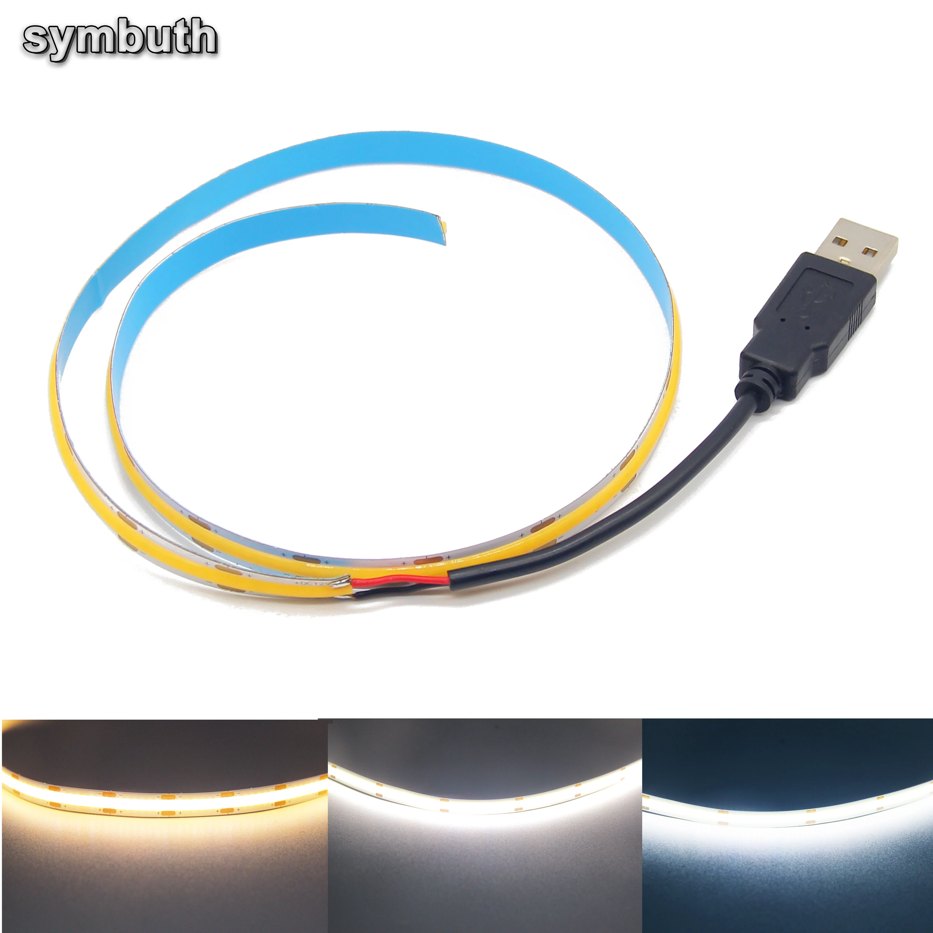 

DC5V Flexible FCOB LED Strip Tape 0.5-5M 5V USB Powered LED Strips Lights for TV Backlight Bedroom Cabinet Kitchen DIY Lighting