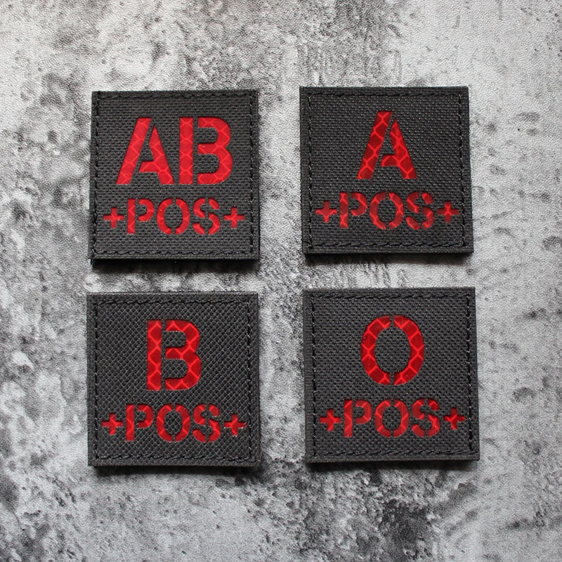 Blood Type IR Patch A+ B+ O+ AB+ POS Positive Fast Tactics Helmet Sticker Reflective Night Vision Reversed CP Badge Decoration