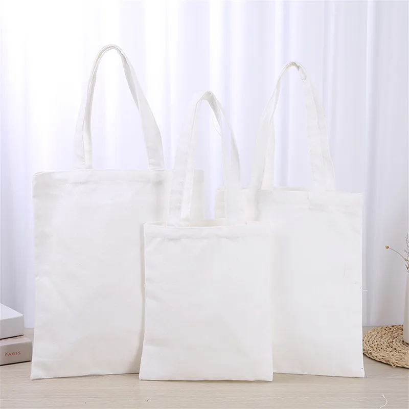 White Colour Nature Handbag Tote Cotton Bag Wholesale Custom Canvas Green Shopping Bags Shoulder Bag