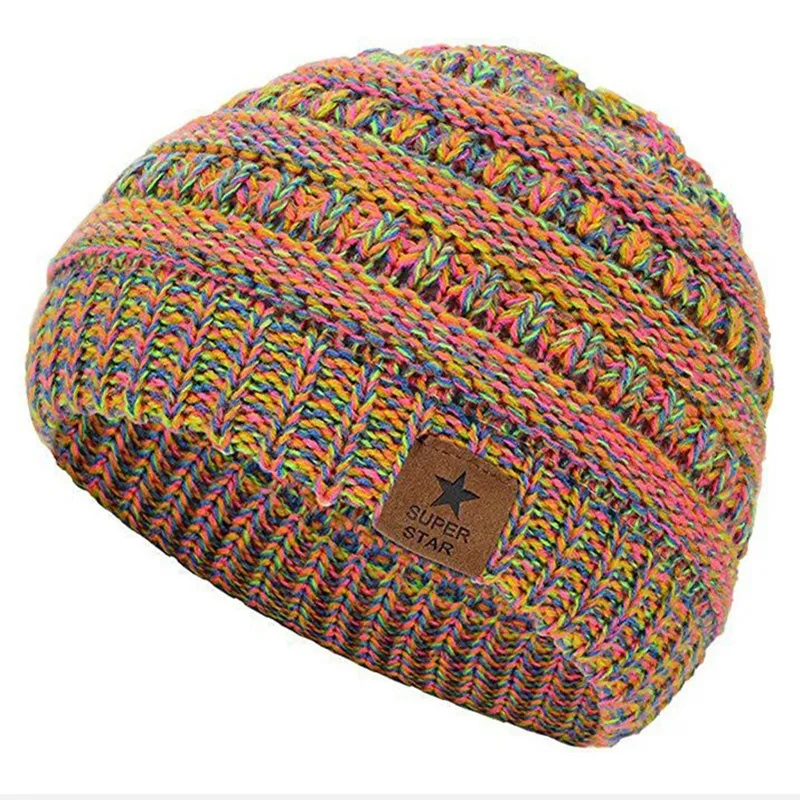 New fashion five-pointed star children's hat woolen knitted hat dome warm knitted hat Boys and girls from 2 to 8 years old