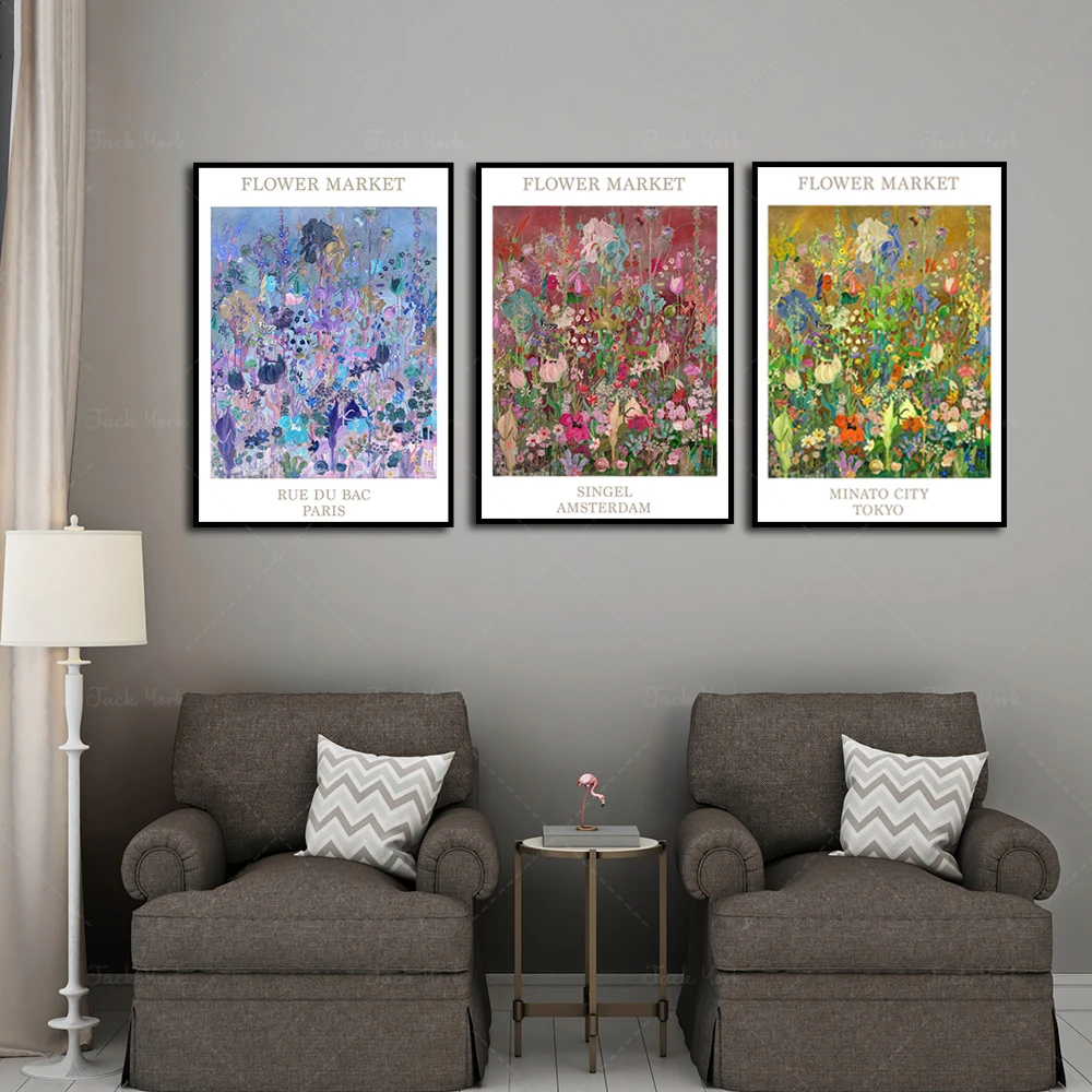 Flower Market Paris Print, Botanical Print, Gallery Poster, Artist print, Flower Print, Flower Market Print, Wall Decor