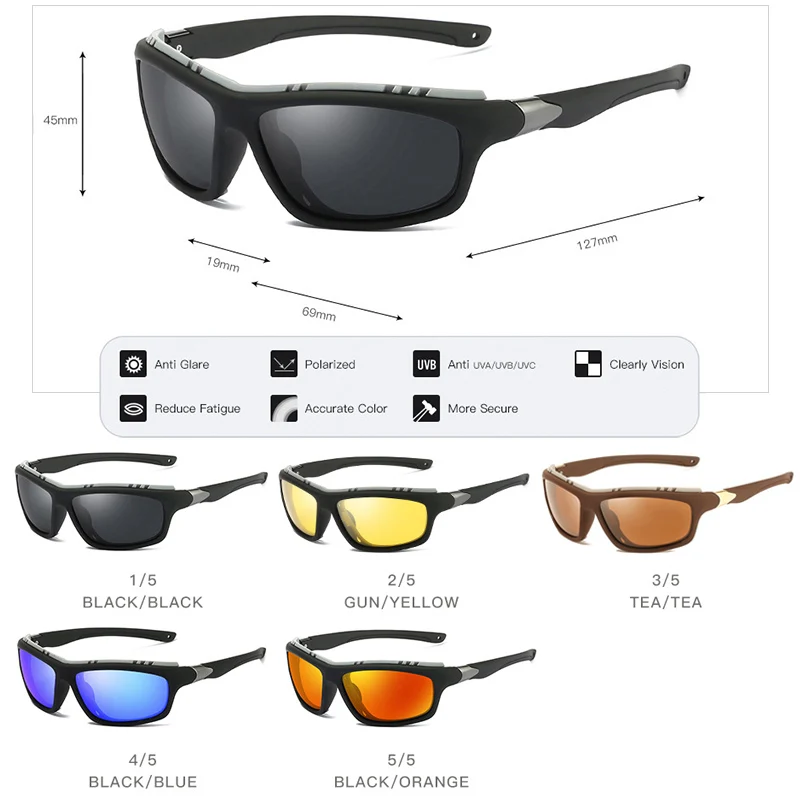 Classic Square Sunglasses Polarized Men Army Sports Driving Glasses Tactical Male Goggle Anti-glare UV400 zonnebril heren