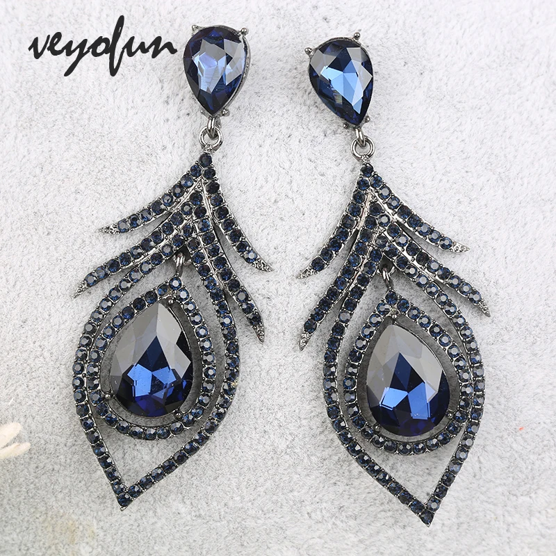 Veyofun Vintage Hollow Crystal Rhinestone Drop Earrings Classic Dangle Earrings Fashion Jewelry for Woman New