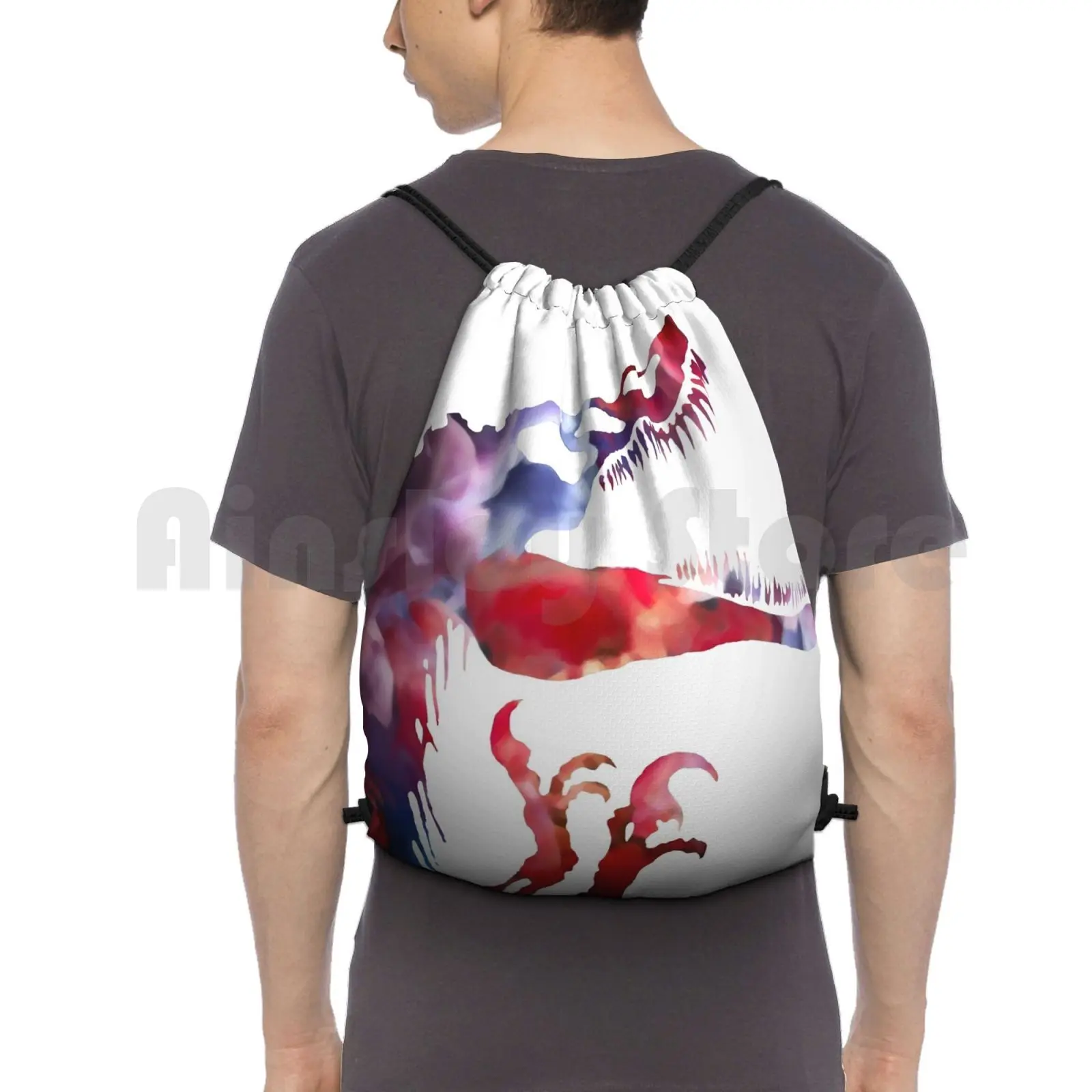 Funkospinosaurus Backpack Drawstring Bag Riding Climbing Gym Bag Art World The Lost World Dinosaurs Funkosaurus Rex Mark 2