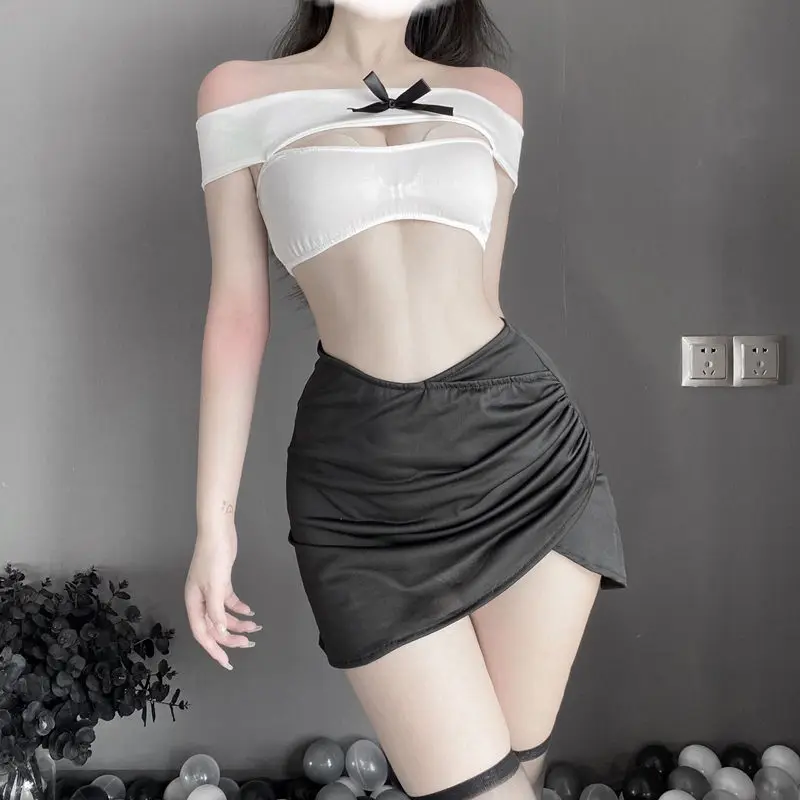 Sexy Lingerie Tight-Fitting Bag Hip Skirt Pleated Secretary Uniform Temptation Teacher Suit Nightclub Christmas Cosplay Costume