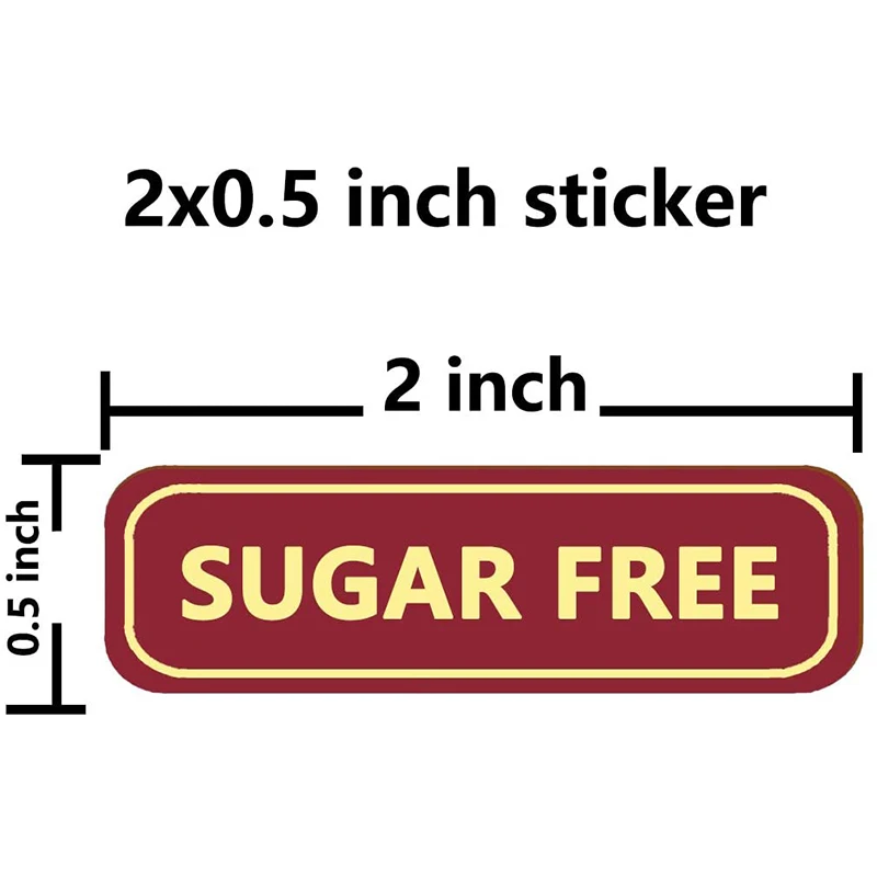 2x0.5 Inch Adhesive Sugar Free Labels Food Allergies Warning Label Stickers For Package Jar Bottle Rotation Labels On Medical