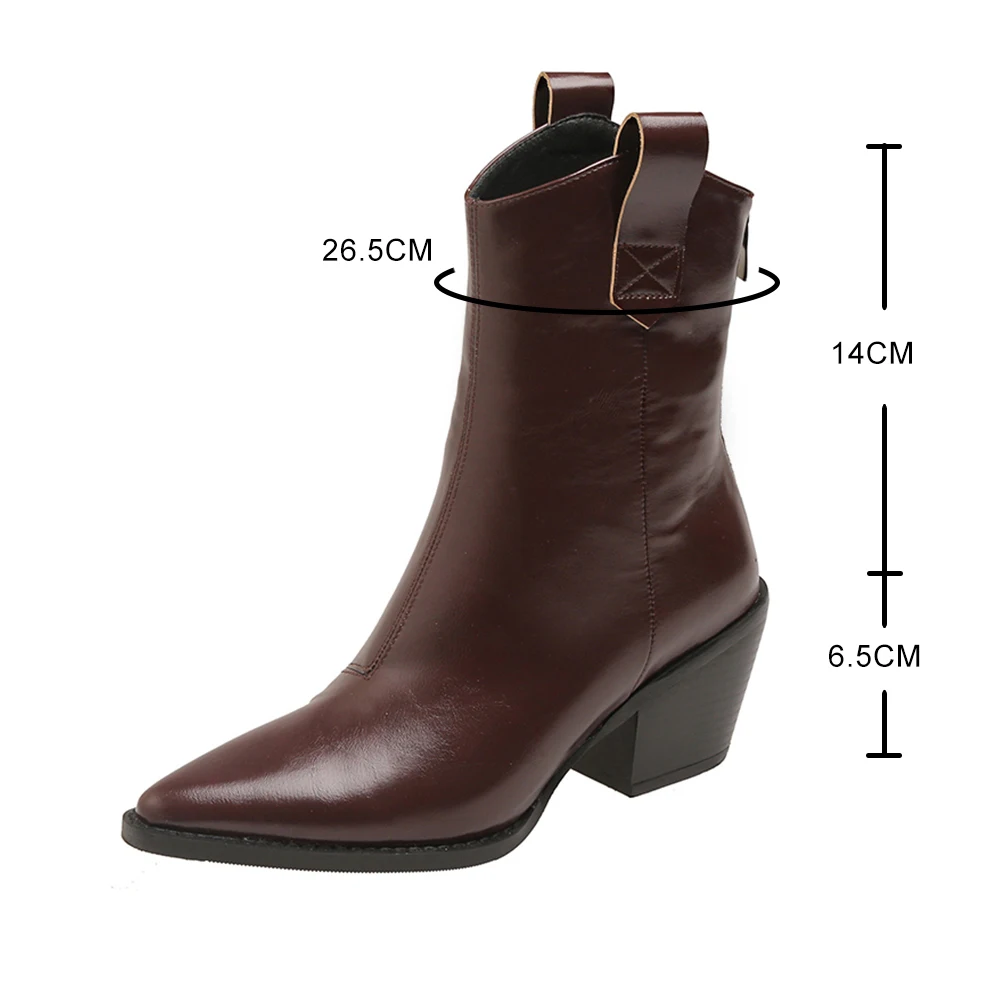 2024 New Women Wedge Boots High Heel Ankle Boots Winter Pointed Cowboy Boots Fashion Western Booties Woman Shoes 44 45