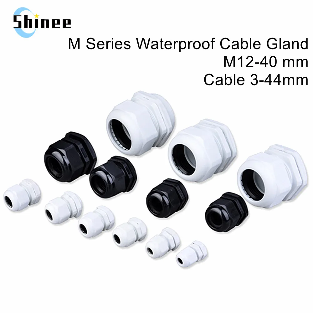 M8 Waterproof Metal Cable Gland White Black Nylon Plastic Connector M14 M16 M18 M20-M63 High Quality IP68 Fit For Cable 3-44mm