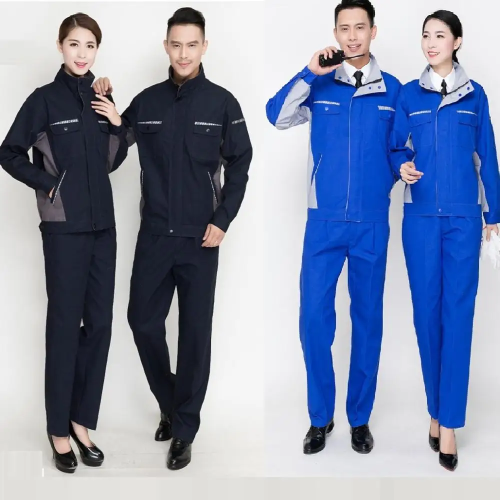 Factory Workshop Mechanical Electrician Worker Coverall Spring Long Sleeve Working Uniform Comfortable Men Women Contrast Color