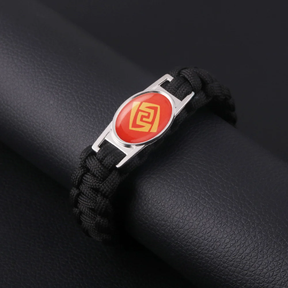 Anime Genshin Impact Charms Bracelet Eye of God 7 Element Logo Grass Handmade Bangles For Men Boy Friend Game Cosplay Jewelry