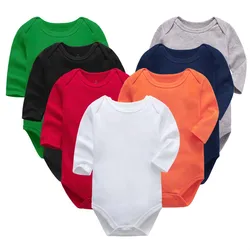 Herfst Winter Baby Meisjes Bodysuit Pasgeboren Jongens Lange Mouwen Solid 100% Katoen 0-24 Maanden Baby Kleding