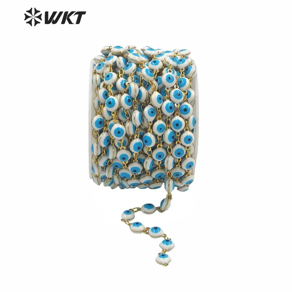 

WT-RBC182 Wholesale 5 meters high quality drop oil resin eye women rosary chain for necklace jewelry findings DIY