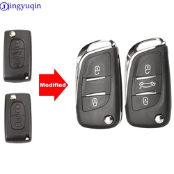 jingyuqin CE0523 Modified Key Shell For Peugeot 306 407 807 Partner For Remote VA2/HU83 Blade Entry Fob Case 2/3 Button