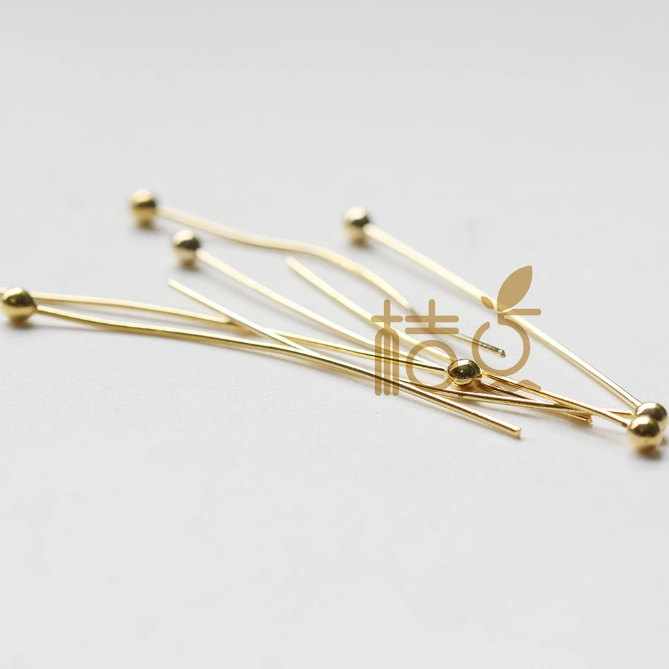 100 Pieces Brass Ball Pin Brass Base Head Pins-50x0.6mm (3451C)