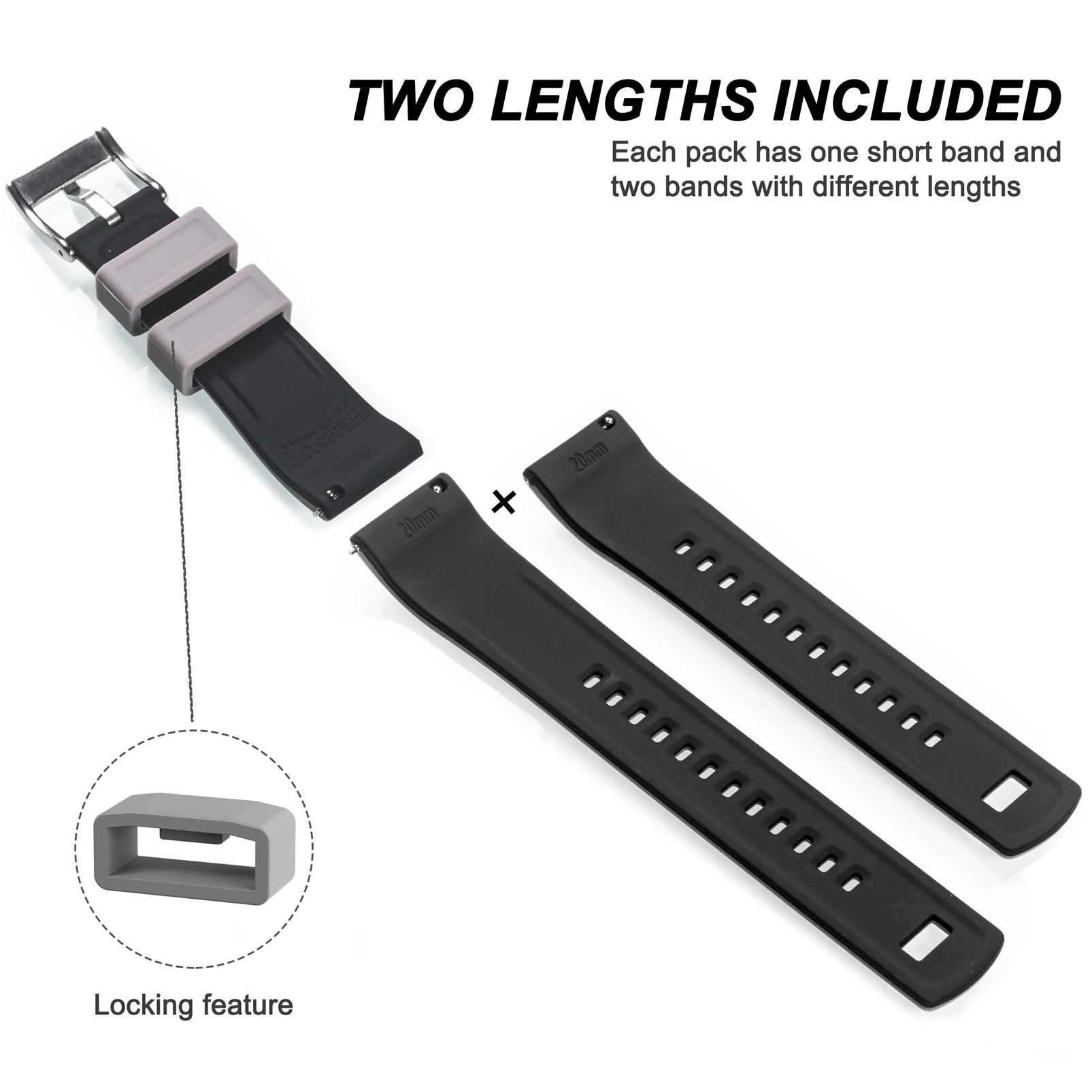 Hemsut  Silicone Smart Watch Bands, 18mm 20mm 22mm Quick Release Rubber Watch Strap for Man Women Soft Replacement