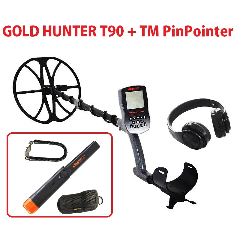 Gold Hunter T90 Gold Metal Detector PinPointer Waterproof Underground Metal Detector Gold Detector with 11 inch search coil