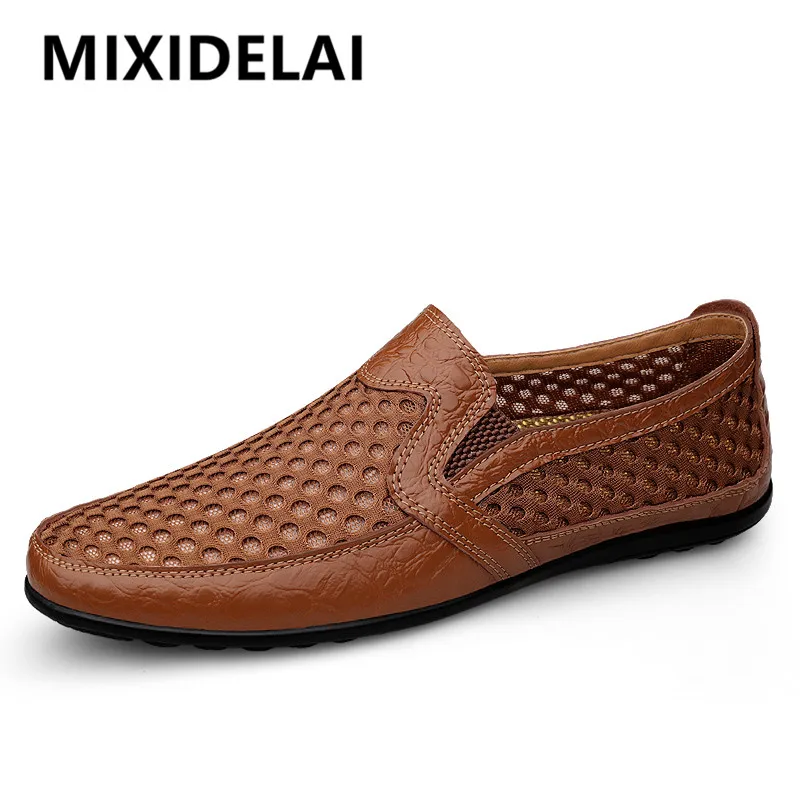 Zapatos informales de malla transpirable para hombre, mocasines de moda, zapatillas antideslizantes para exteriores, zapatos ligeros para caminar,