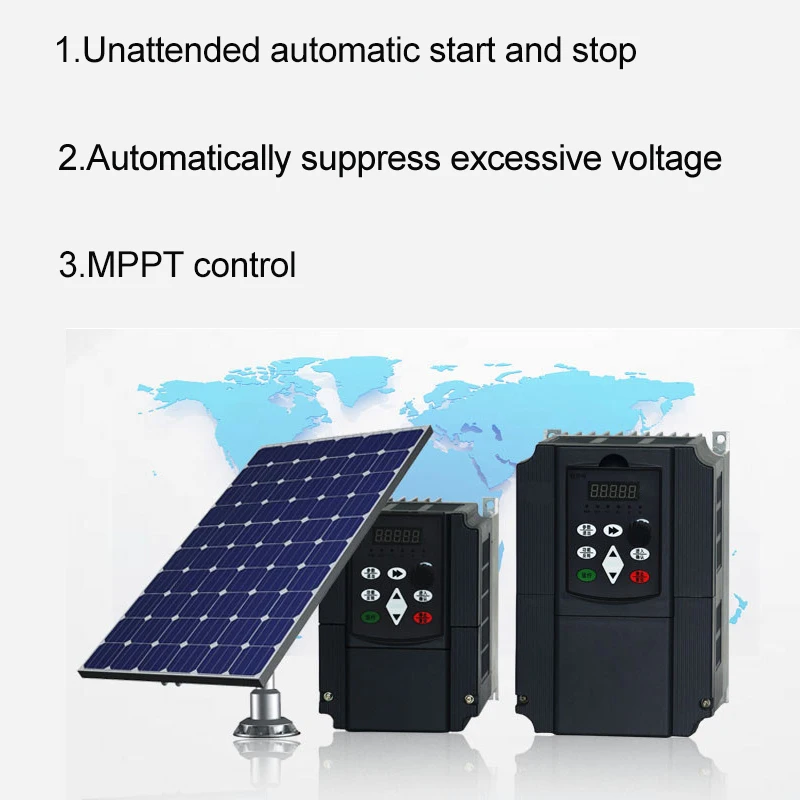 Solar Automatic Water Pump Inverter DC to AC 0.75kw-11kw 220V or 380V Output Variable Frequency Speed Controller For Water Pump