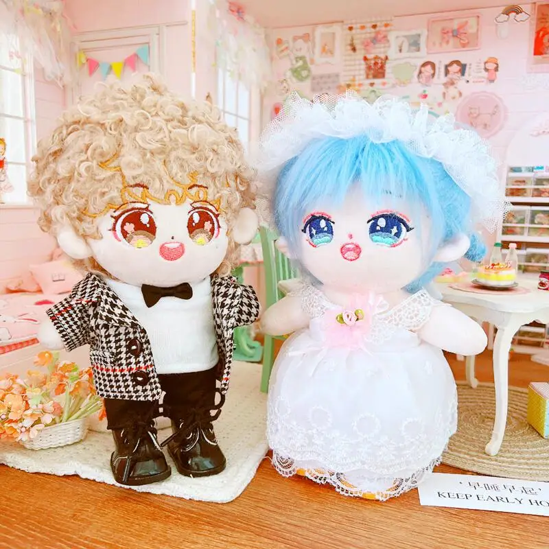 

20CM Doll Clothes Wedding Dress Bride And Groom Dolls Accessories For Our Generation Korea Kpop EXO idol Dolls Gift DIY Toys