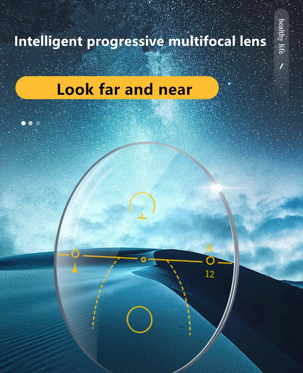 Lunettes progressives, multifocales, presbytes, verres assortis