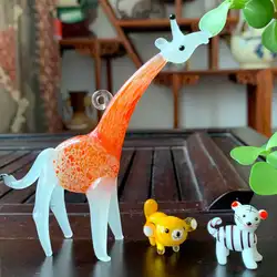 Handmade Crystal Glass Blown Giraffe Bear Figurine Ornament Wild Animal Miniature Statue Japanese Style Kid Christmas Gift Decor