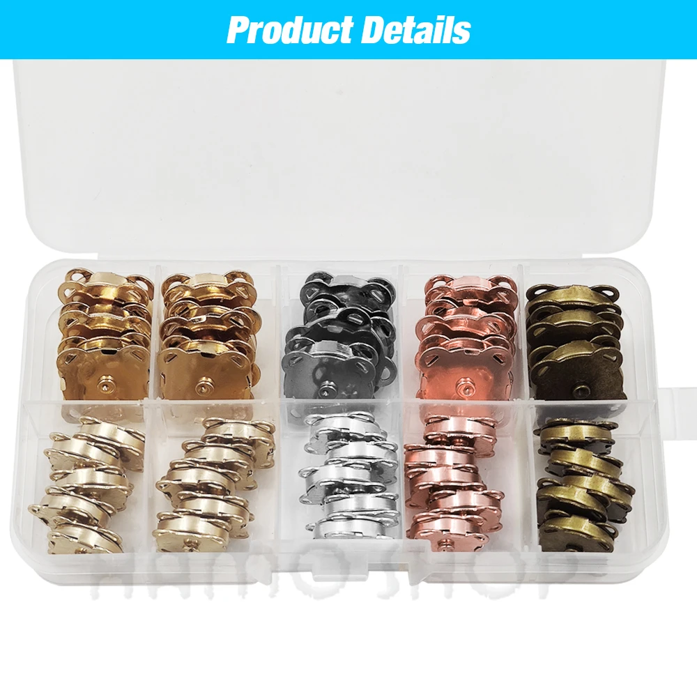 20 Sätze 10mm-18mm aufgenähte Metall magnet schnalle Druckknöpfe Knöpfe Kits DIY Nähen Kleidungs stück Zubehör Materialien Brieftasche Schnalle – Detail 3