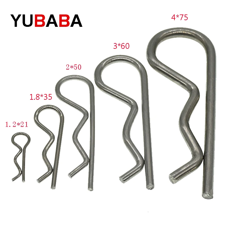 Stainless Steel R Shaped Spring Cotter Clip Pin 1.2mm 1.8mm 2mm 2.5mm 3mm 4mm Dia Fastener Hardware for Repairing Cars