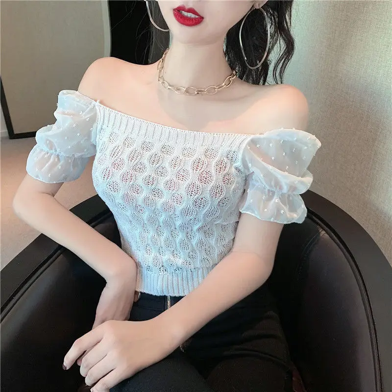 Woman TShirts nian Summer Chiffon Shirt Collar Short Sleeve T-shirt Top Crop Top Mujer Camisetas