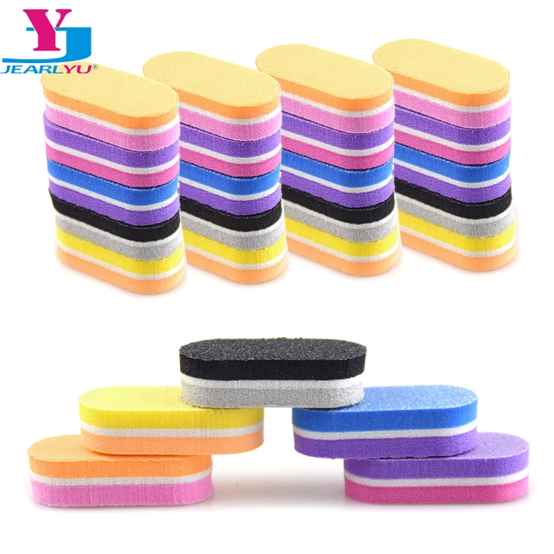 50 Pcs Double Color Mini Nail Sponge Files Buffer Block Buffing Sanding Nails File Pedicure Manicure Tools Gel Nail Accessories