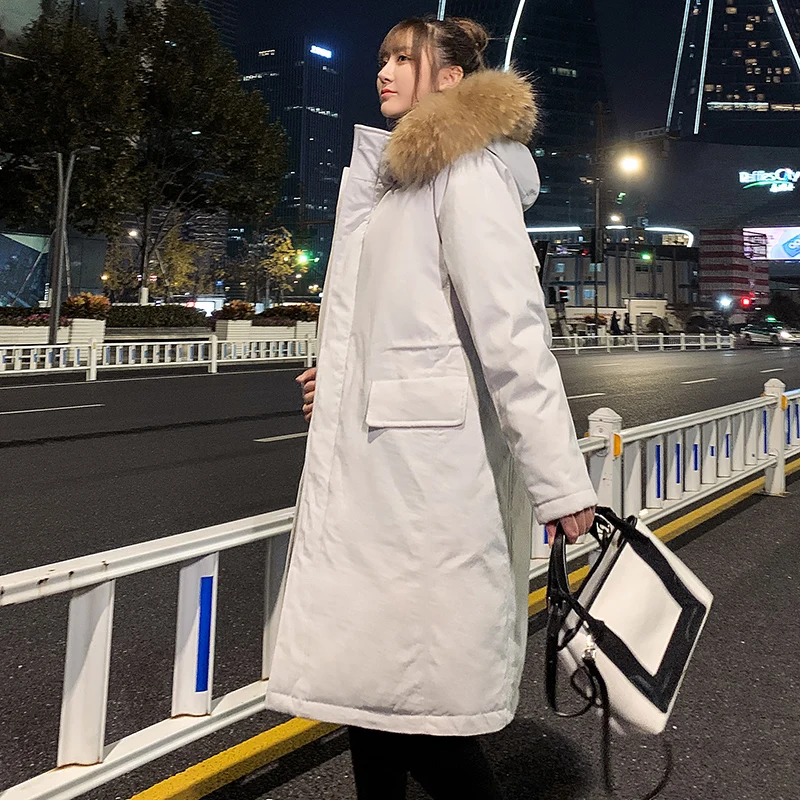 두껍고 차가운 남성 다운 재킷 후드 코트, 길고 패셔너블 한 브랜드, 커플용 두껍고 차가운 겨울 코트, 큰 모피 따뜻한 코트, 2021 년 신상품