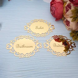 Oval Shape Sign of Bedroom Bathroom Toilet Wall Sticker Door Sticker Art Mirror Indicator Home Decor