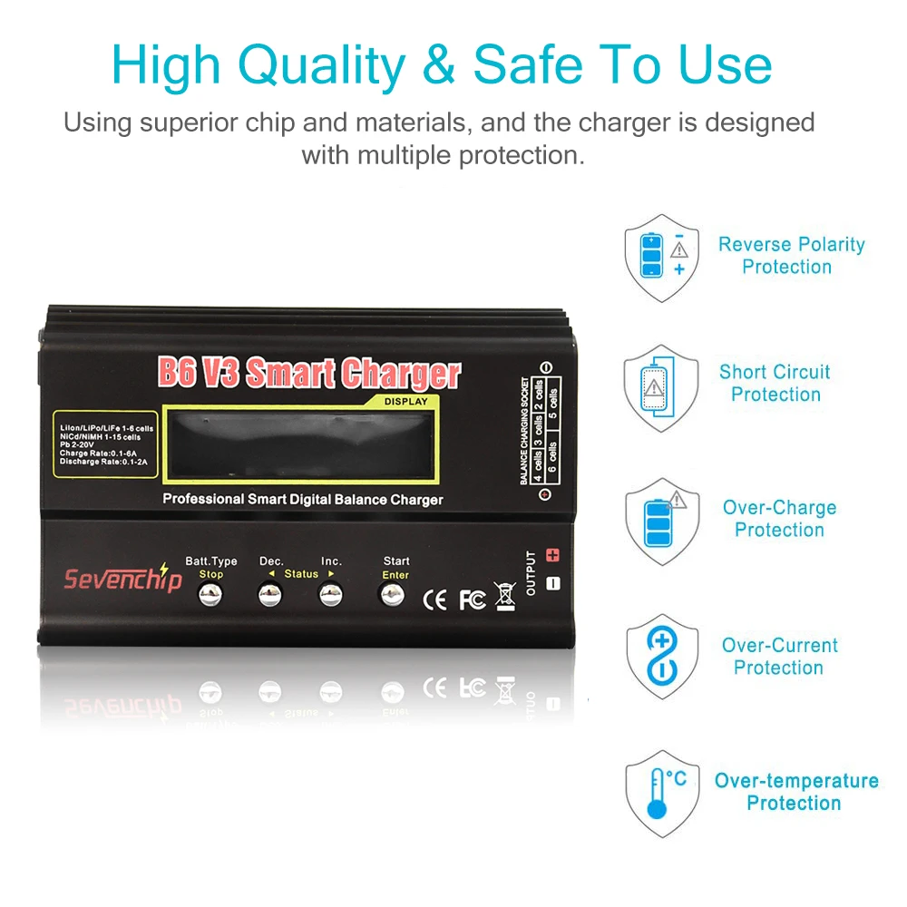 80W B6 V3 Smart Digital Balance Charger For RC Helicopter Re-peak NiMH NiCD LiHV NiCd PB Li-ion Battery Charger