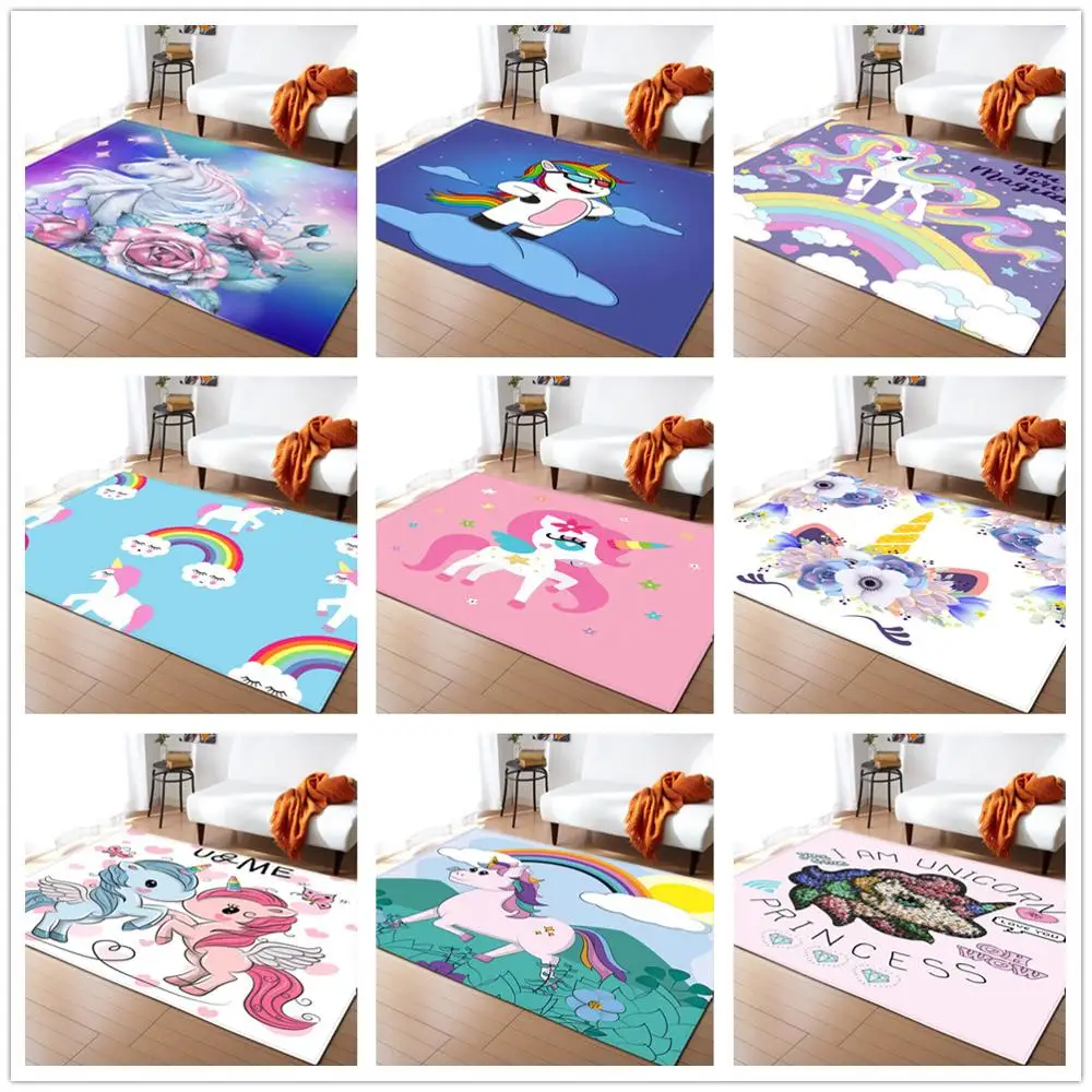 

30 Styles Unicorn 3D Carpet Cartoon Animal Child Bedroom Play Mat Soft Flannel Memory Foam Area Rugs and Carpets for Living Room