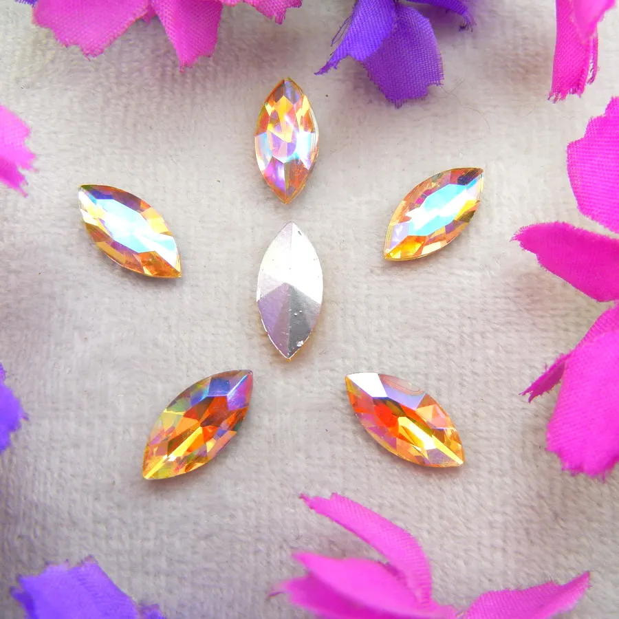 AB Farben 8 Größen Navette Pferdeaugen-Markise Form Glas-Klebekristalle Strass-Ornamente Zubehör DIY-Verzierung – Detail 4
