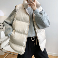 2025 Women Vest Coat Stand Collar Winter Women Warm Coat Oversize Tops Beige Vest Chaleco Mujer Gilet Casaco Feminino
