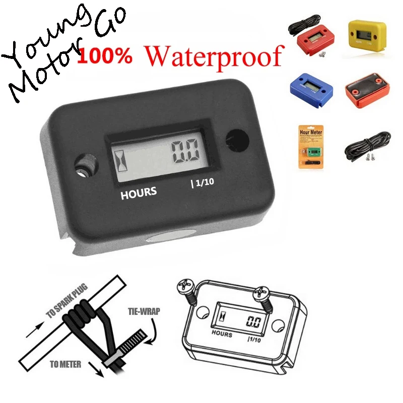 Universal IP68 Waterproof Digital Engine Gauge LCD Display Hour Meter Counter For Motorcycle Boat Bike ATV Motorbike ATV Mower