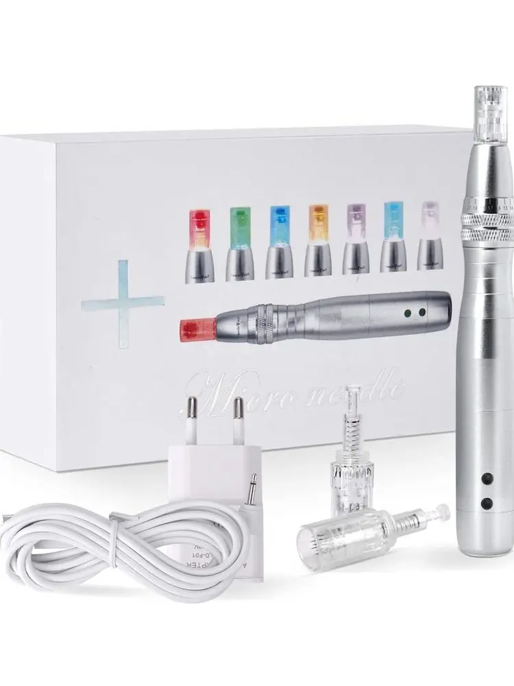 Dermapen inalámbrico de 7 colores, luces LED de fotones, pluma Derma para salón de belleza, herramientas de cuidado de la piel recargables