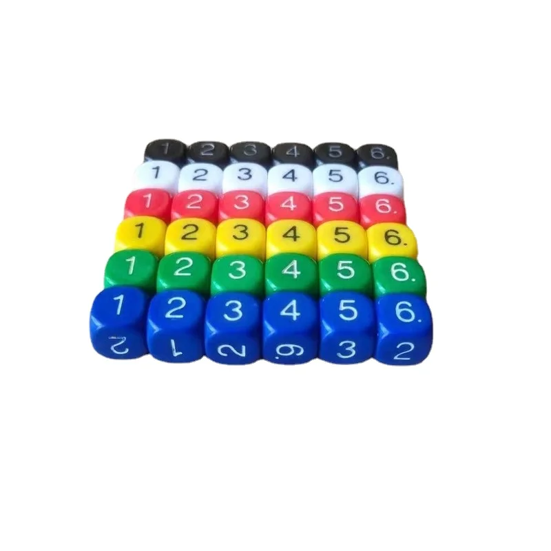 12Pcs/set 2021 Foreign Trade Hot Sale 16mm Rounded Solid Color Color Digital Dice