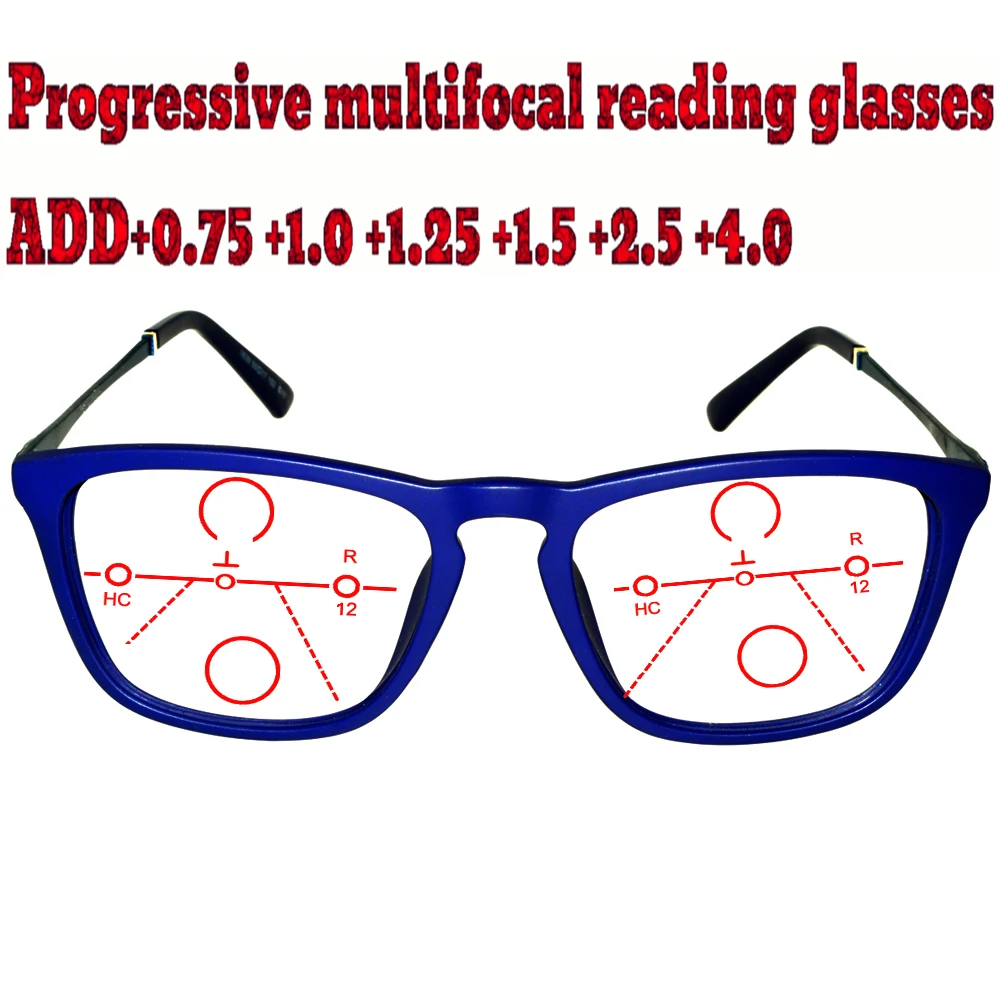 

Progressive Multifocal Anti Blu Light Reading Glasses Blue Frame Men Women High Quality +1.0 +1.5 +1.75 +2.0 +2.5 +3 +3.5 +4